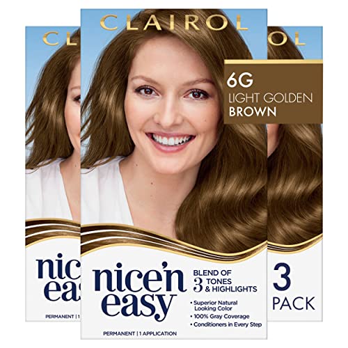 Clairol Nice'N Easy Crème 6G Light Golden Brown, Pack of 3