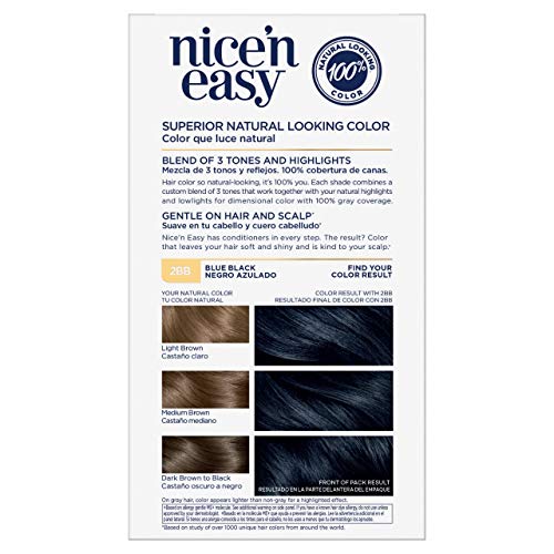 Clairol Nice'N Easy Hair Color Crème, 2BB Blue Black, Pack of 3 (Packaging Ma...