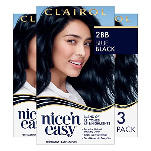 Clairol Nice'N Easy Hair Color Crème, 2BB Blue Black, Pack of 3 (Packaging Ma...