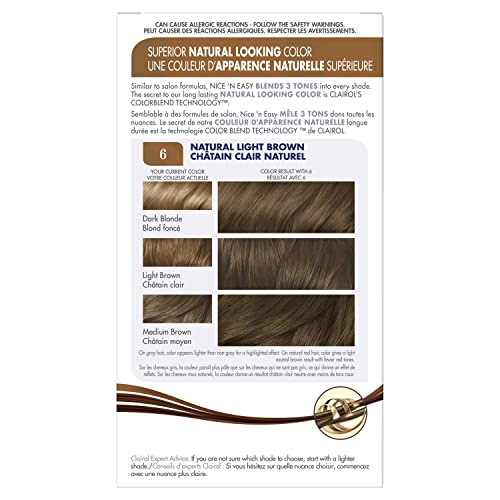 Clairol Nice'n Easy Liquid Permanent Hair Dye, 6 Light Brown Hair Color, 3 Count