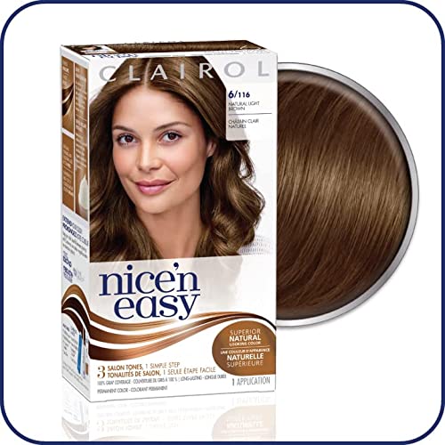 Clairol Nice'n Easy Liquid Permanent Hair Dye, 6 Light Brown Hair Color, 3 Count