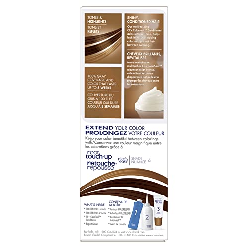 Clairol Nice'n Easy Liquid Permanent Hair Dye, 6 Light Brown Hair Color, 3 Count