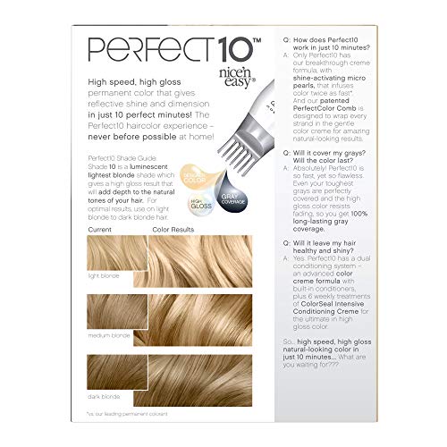 Clairol Nice'n Easy Perfect 10 Permanent Hair Dye, 10 Lightest Blonde Hair Co...