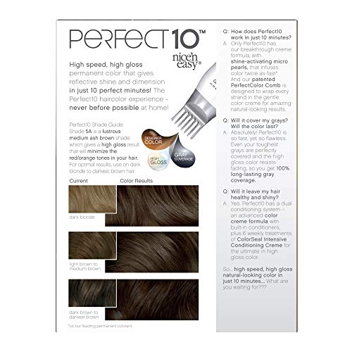 Clairol Nice'n Easy Perfect 10 Permanent Hair Dye, 5A Medium Ash Brown Hair C...