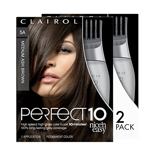 Clairol Nice'n Easy Perfect 10 Permanent Hair Dye, 5A Medium Ash Brown Hair C...