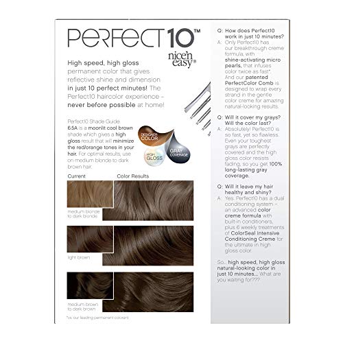 Clairol Nice'n Easy Perfect 10 Permanent Hair Dye, 6.5A Lightest Cool Brown H...