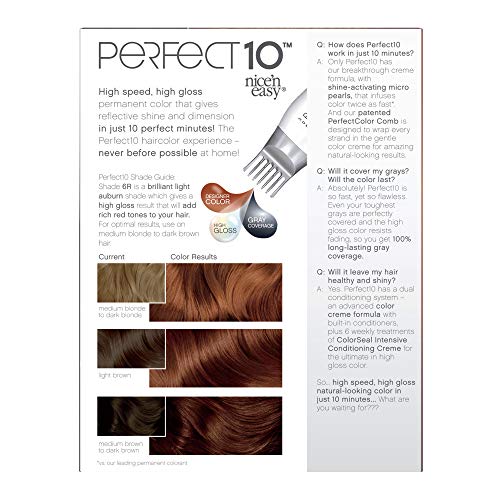 Clairol Nice'n Easy Perfect 10 Permanent Hair Dye, 6R Light Auburn Hair Color...