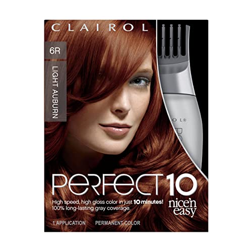 Clairol Nice'n Easy Perfect 10 Permanent Hair Dye, 6R Light Auburn Hair Color...