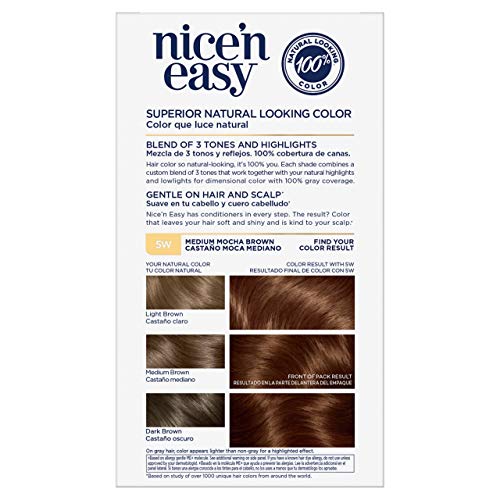 Clairol Nice'n Easy Permanent Hair Color, 5W Medium Mocha Brown, Pack of 1