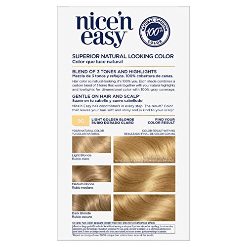 Clairol Nice'n Easy Permanent Hair Color, 9G Light Golden Blonde, Pack of 1