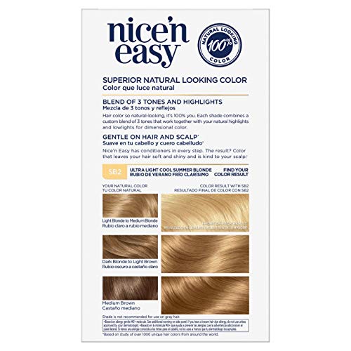 Clairol Nice'n Easy Permanent Hair Color, SB2 Ultra Light Cool Blonde, Pack of 1