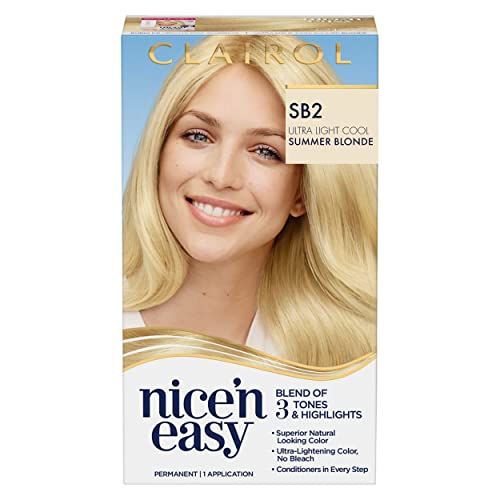 Clairol Nice'n Easy Permanent Hair Color, SB2 Ultra Light Cool Blonde, Pack of 1