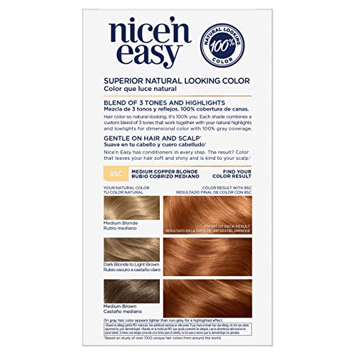 Clairol Nice'n Easy Permanent Hair Dye, 8SC Medium Copper Blonde Hair Color, ...