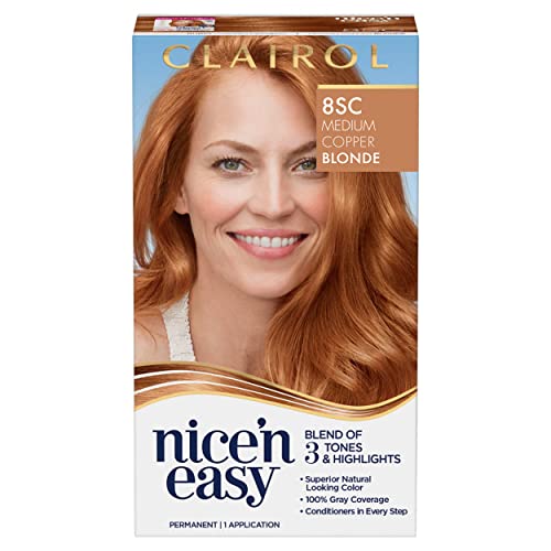 Clairol Nice'n Easy Permanent Hair Dye, 8SC Medium Copper Blonde Hair Color, ...