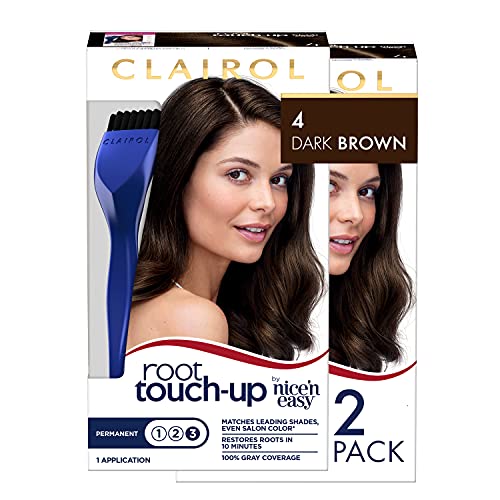 Clairol Root Touch-Up by Nice'n Easy Permanent Hair Dye, 4 Dark Brown Hair Co...
