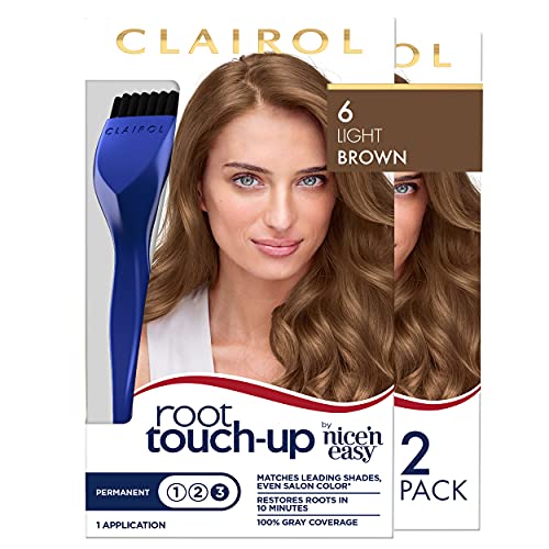 Clairol Root Touch-Up by Nice'n Easy Permanent Hair Dye, 6 Light Brown Hair C...