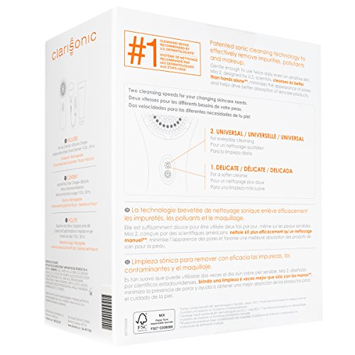 Clarisonic Mia 2, Sonic Facial Cleansing Brush System, 2 Speeds for Gentle an...