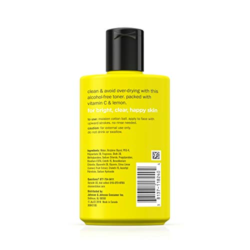 Clean & Clear Brightening Lemon Juice Facial Toner with Vitamin C and Lemon E...