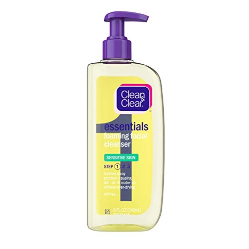 Clean & Clear Essentials Foaming Facial Cleanser for Sensitive Skin, Oil-Free...
