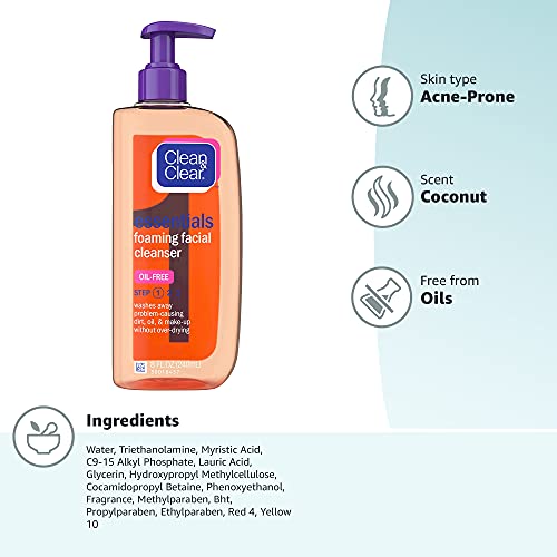 Clean & Clear Essentials Foaming Facial Cleanser, Oil-Free Daily Face Wash wi...