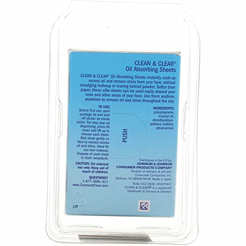 Clean and Clear Oil Absorbing Sheets - 50 per Pack - 24 Packs per case.