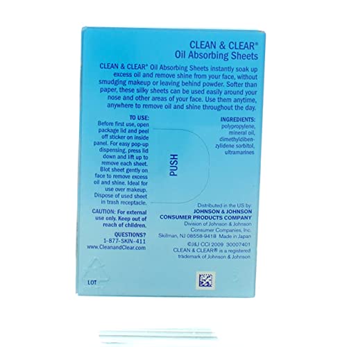 Clean and Clear Oil Absorbing Sheets - 50 per Pack - 24 Packs per case.