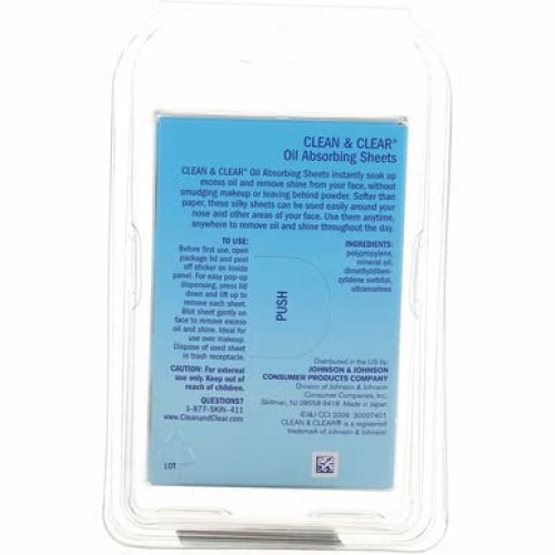 Clean and Clear Oil Absorbing Sheets - 50 per Pack - 24 Packs per case.