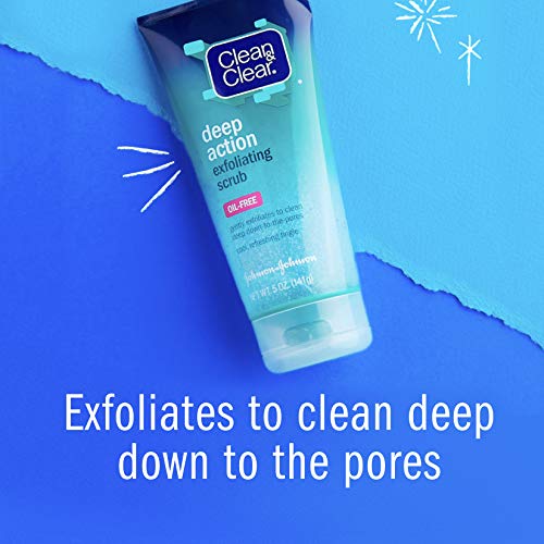 Clean & Clear Oil-Free Deep Action Exfoliating Facial Scrub, Cooling Face Was...