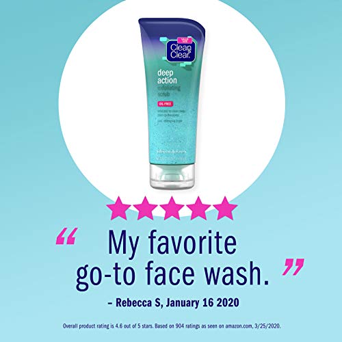 Clean & Clear Oil-Free Deep Action Exfoliating Facial Scrub, Cooling Face Was...