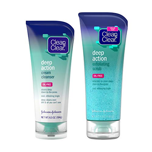 Clean & Clear Oil-Free Deep Action Exfoliating Facial Scrub, Cooling Face Was...