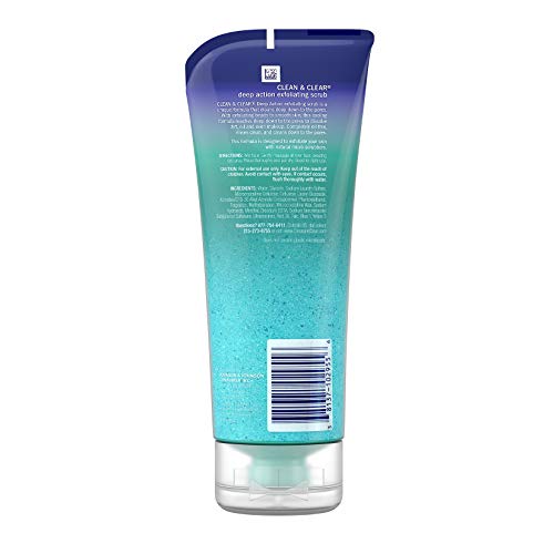 Clean & Clear Oil-Free Deep Action Exfoliating Facial Scrub, Cooling Face Was...
