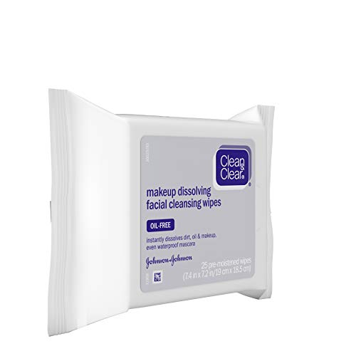 Clean & Clear Oil-Free Makeup Dissolving Facial Cleansing Wipes to Remove Dir...