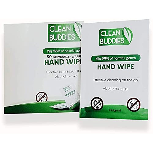 Clean Buddies Hand Sanitizing Wipes Individually Wrapped for Advanced Defense...
