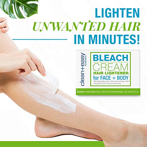 Clean + Easy Bleach Cream Hair Lightener, Lightens Facial and Body Hair, Safe...