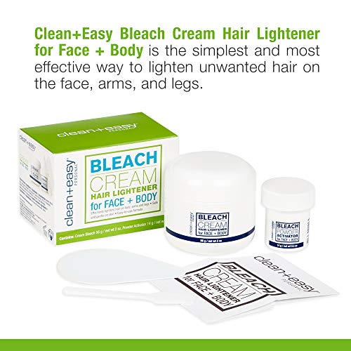 Clean + Easy Bleach Cream Hair Lightener, Lightens Facial and Body Hair, Safe...