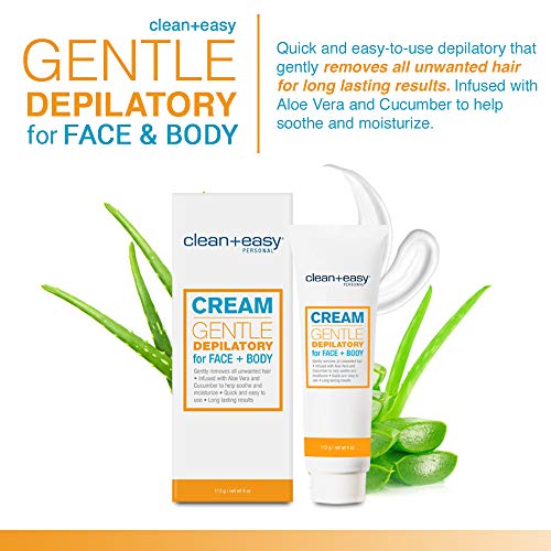Clean + Easy Cream Gentle Depilatory for Face & Body 4oz, 2-Pack