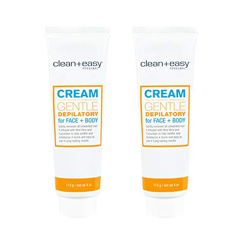 Clean + Easy Cream Gentle Depilatory for Face & Body 4oz, 2-Pack