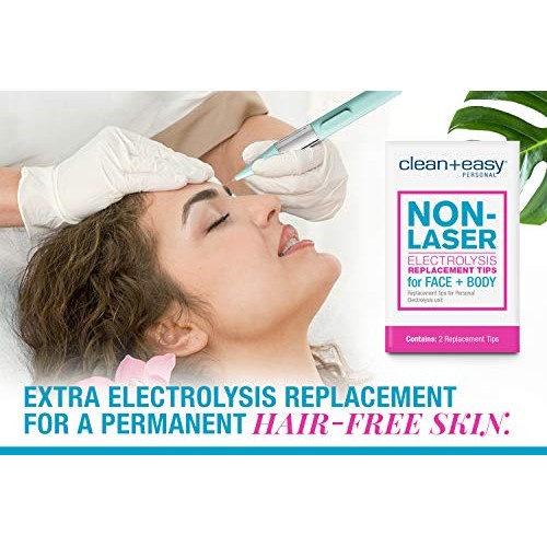 Clean + Easy Non-Laser Electrolysis Replacement Tips for Face & Body, Pack of 2