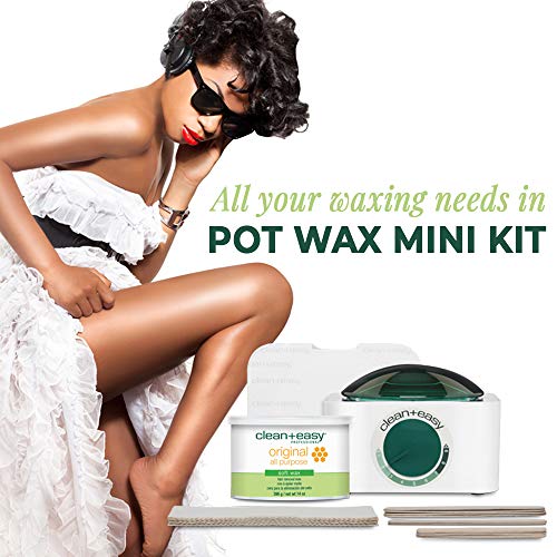 Clean + Easy Pot Wax Mini Kit With Deluxe Warmer, Original Formula Wax, Musli...