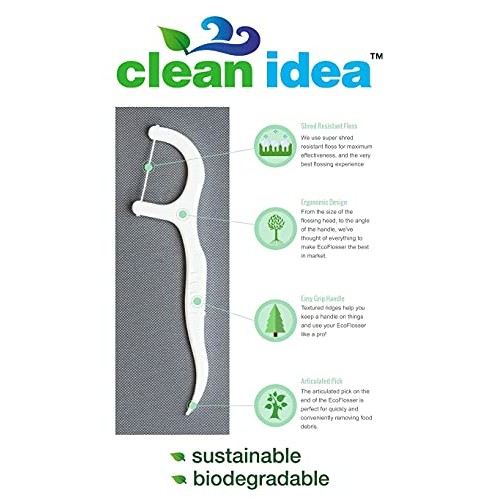 Clean Idea EcoFlosser - 300 Picks - Biodegradable Floss Pick - Dental Floss P...