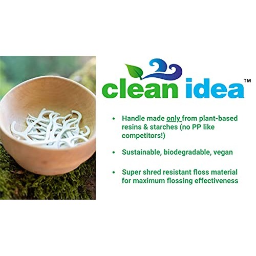 Clean Idea EcoFlosser - 300 Picks - Biodegradable Floss Pick - Dental Floss P...