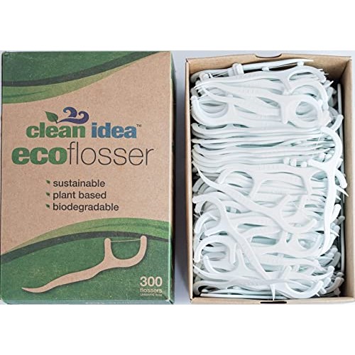 Clean Idea EcoFlosser - 300 Picks - Biodegradable Floss Pick - Dental Floss P...