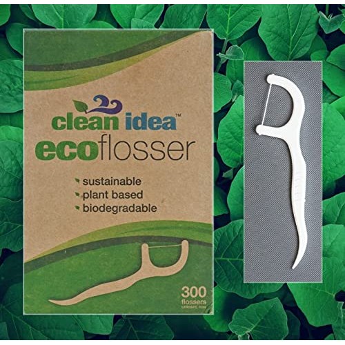Clean Idea EcoFlosser - 300 Picks - Biodegradable Floss Pick - Dental Floss P...