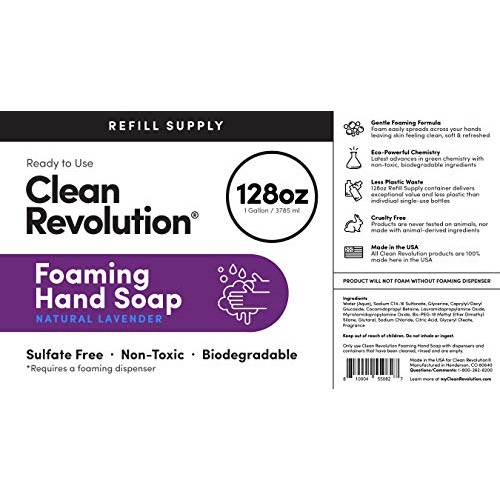 Clean Revolution Foaming Hand Soap Refill Supply Container. Ready to Use Form...
