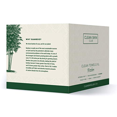 Clean Skin Club Bamboo Clean Towels XL | World 1ST Biodegradable Face Towel |...