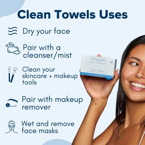 Clean Skin Club Clean Towels | Worlds 1ST Biodegradable Face Towel | Disposab...