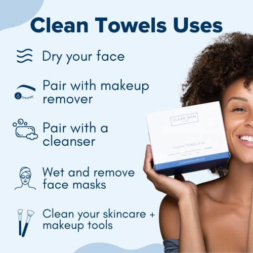 Clean Skin Club - Clean Towels XL | World's 1ST Biodegradable Face Towel | Di...