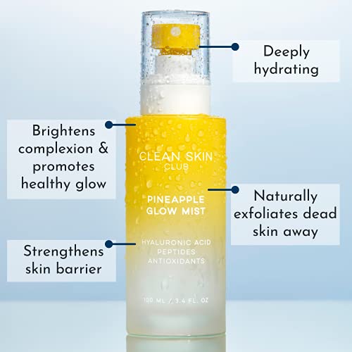 Clean Skin Club Pineapple Glow Mist | Hyaluronic Acid + Peptides | Papaya + C...