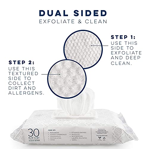 Clean Skin Club - XL Premium Face Wipes | Extra Moist Makeup Removing Towelet...