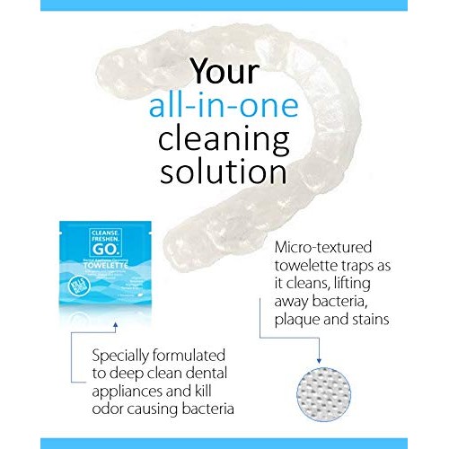 Cleanse.Freshen.Go. Anti-Bacterial Dental Appliance Cleansing Towelettes - Ex...